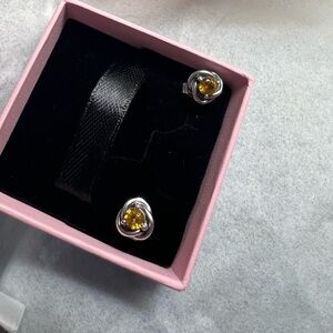 Pandora November Honey Eternity Circle Stud Earrings